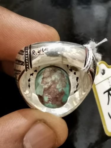 سخاتم الفضة بحجر فيروز نيشابوري ايراني بصياغة عباس...