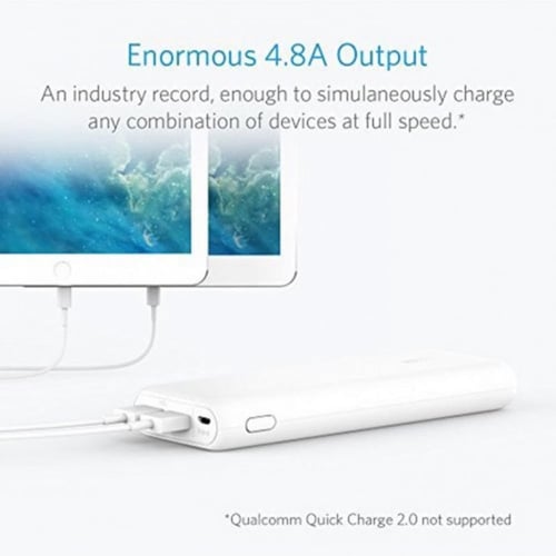 شاحن متنقل أنكر 15600 مخرجين بتقنية IQ أبيض