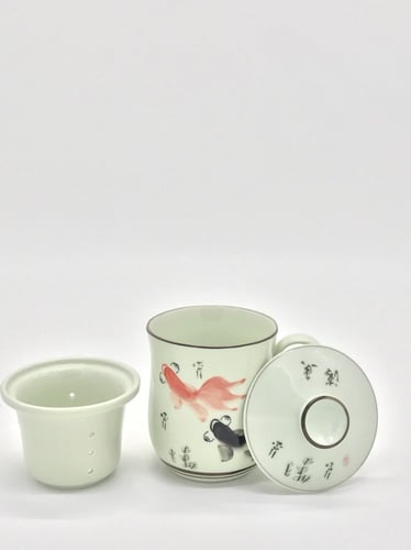 كوب شاي مع مصفاة مكون من 3 قطع مزخرف