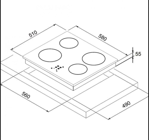 سطح 60سم سرميك كهرباء ماسترجاز إيطالي موديل ( H64C...