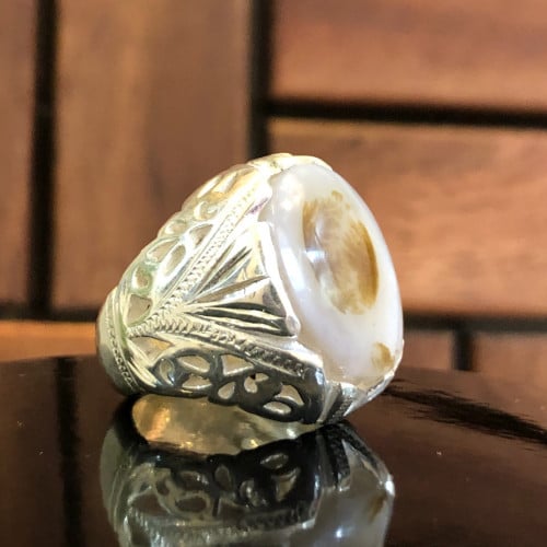 خاتم الفضة عقيق يماني مشجر من نوادر العقيق صياغة ح...