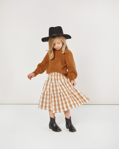 CHECKERED MIDI SKIRT