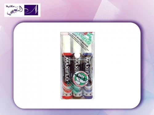 أقلام ماركر للسبورة ماكسي فلو - بثلاث ألوان - مشطو...