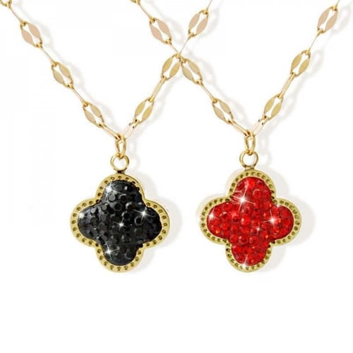 سلسال كليف وردة كلوفر متلألئة دبل فيس لون ذهبي - ا...