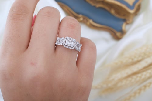 خاتم فضة تصميم الألماس