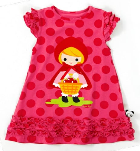 فستان قطن احمر منقط