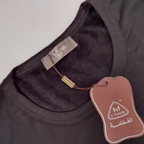 بيجامة الفخامة فرو كم طويل - رجالي أسود