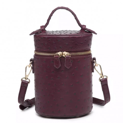حقيبة دائرية | maroon ostrich
