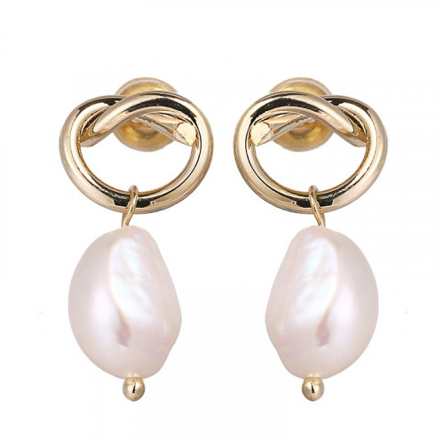 جولدن شاين ، حلق من اللؤلؤ ، مع مزيج من الفضة والن...