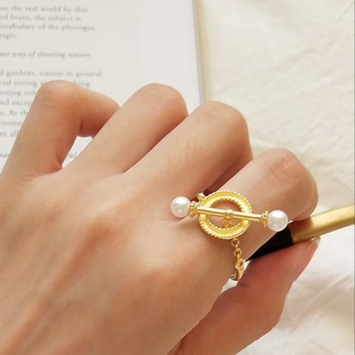 خاتم بسلسلة , من الفضة الاسترليني عيار 925 مطلي با...