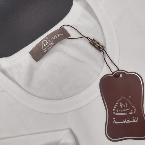 بيجامة الفخامة فرو كم طويل - رجالي أبيض "كريمي"