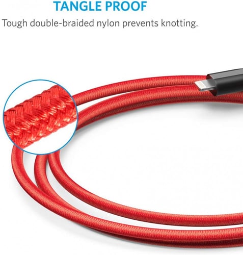 كيبل أنكر لايتننج أبل باور لاين بلس أحمر 3 متر