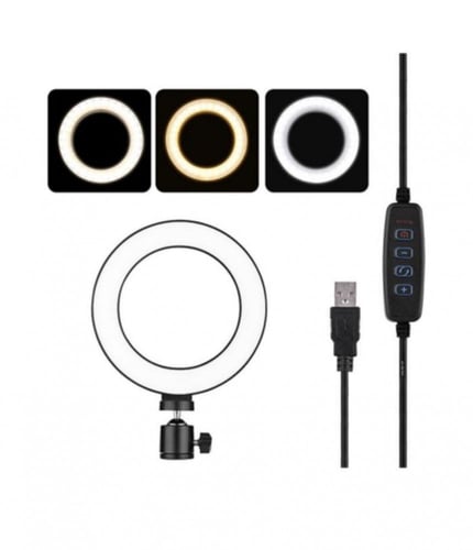 اضاءة تصوير مع ستاند للجوال بـ 3 اضاءت مختلفة