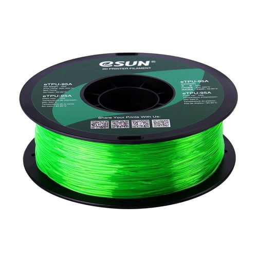eSUN eTPU-95A (Transparent Green) 3D Filament 1.75...