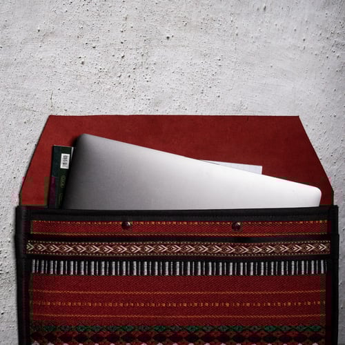 حقيبه لاب توب من قماش السدو والجلد طبيعي فاخر