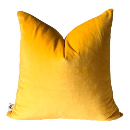 غطاء وسادة مخمل أصفر مانجو
