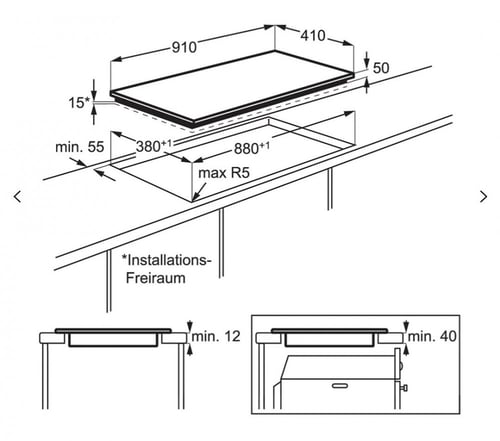 سطح سرميك اندكشن AEG الماني 90×40 موديل ( HK953400...
