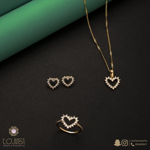 طقم زركون ناعم ذهبي