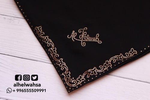 حجاب مع كرستال سوارفسكي قماش ملكة مقاس 110X110سم