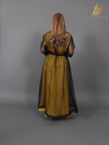 فستان اصفر بأورجانزا فرنسية فاخرة