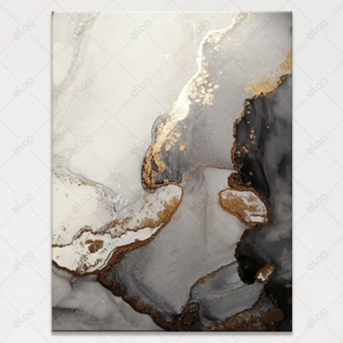 لوحات جدارية فن تجريدي ذهبي واسود