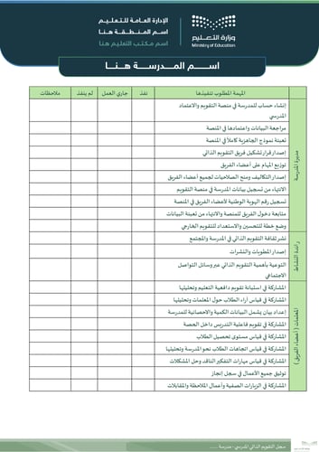 سجل التقويم الذاتي المدرسي