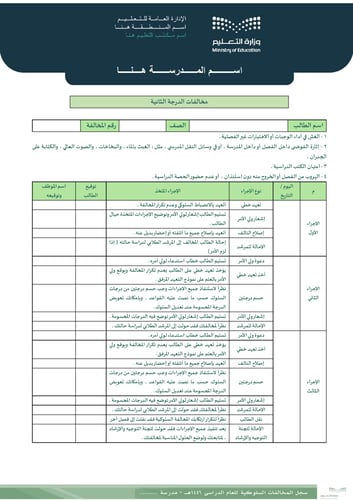 سجل المخالفات السلوكية