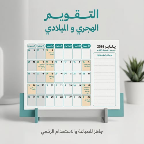 تقويم ميلادي هجري 2026