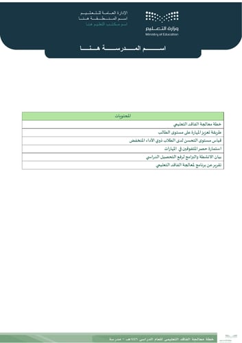 خطة معالجة الفاقد التعليمي