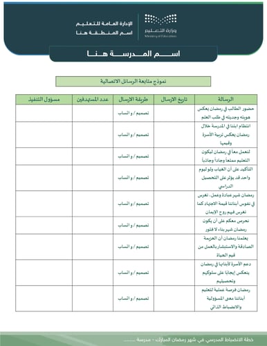 خطة الانضباط المدرسي في رمضان