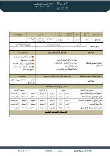 خطة التحسين والتطوير ابتدائي و متوسط