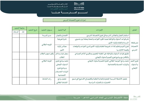 خطة الانضباط المدرسي