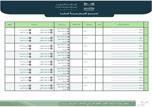 سجل زيارات أولياء الأمور