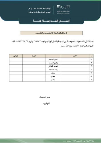 خطة الاحتفاء بيوم التأسيس