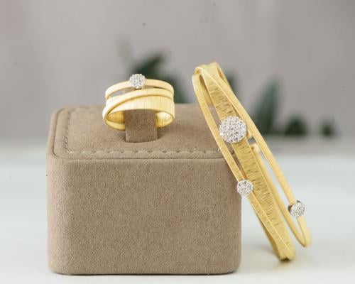 طقم سوارة مع خاتم ذهب إيطالي عيار 18