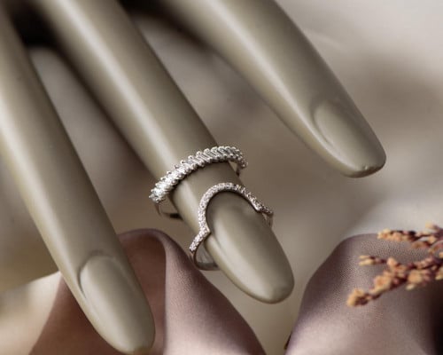 خاتم أنامل ذهب أبيض عيار 18 مقاس 13