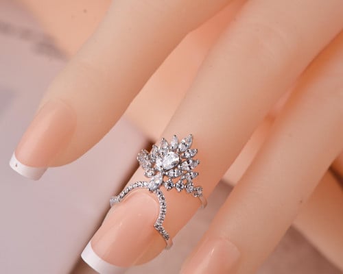 خاتم أنامل ذهب أبيض عيار 18 مقاس 1