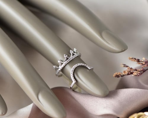 خاتم أنامل ذهب أبيض عيار 18 مقاس 13