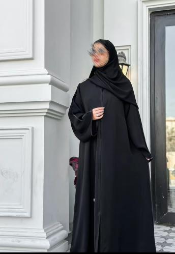 عباية سادة تشاينيز خام كريب كويتي مع طرحة