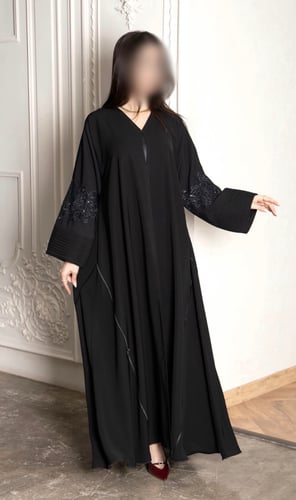 عباية كلوش اكمام كسر وتطريز مع شك للاكمام