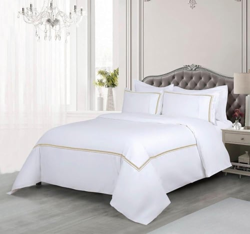 مفرش نفرين سوبر كنج فاخر قطن طبيعي100% تطريز لون ب...