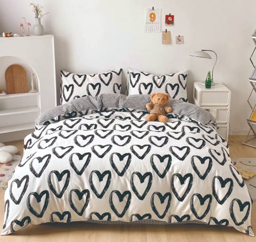 مفرش نفر ونص قطن طبيعي 100% 4 قطع