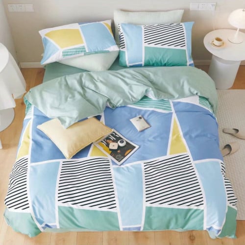 مفرش نفر ونص قطن طبيعي 100% 4 قطع