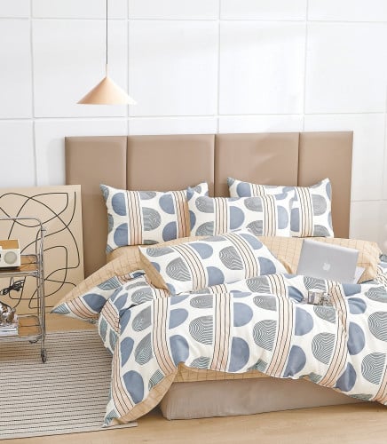 مفرش نفر ونص قطن طبيعي 100% 4 قطع