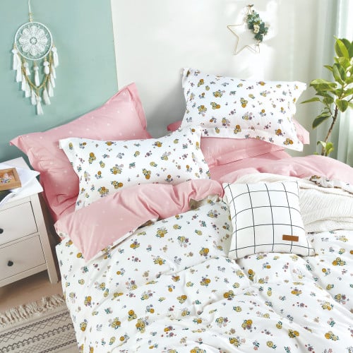 مفرش نفر ونص قطن طبيعي 100% 4 قطع