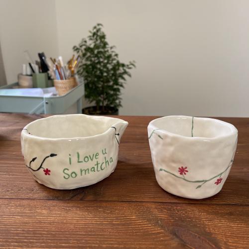 وعاء ماتشا + كوب ماتشا