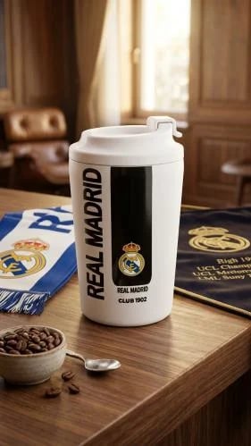 كوب حراري حافظ للحرارة والبرودة بتصميم ريال مدريد...