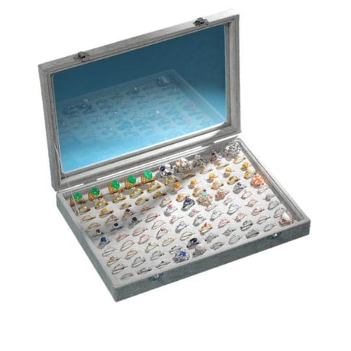 علبة خواتم مخملية فاخرة - تخزين حتى 100 خاتم بأناق...