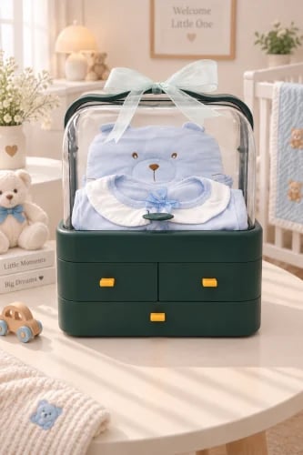 Luxury blue baby gift box with storage tag – 100% cotton set