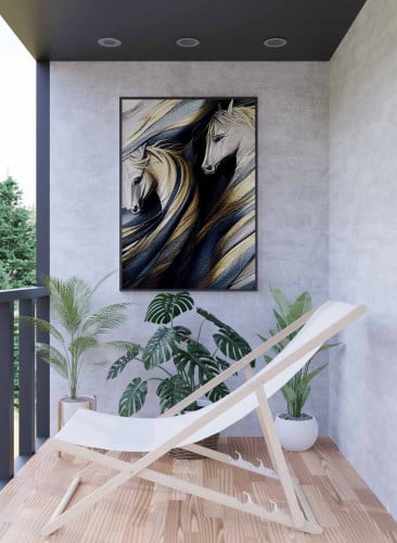 لوحة كانفاس على إطار خشبي، تصميم فن تجريدى تنافس ب...